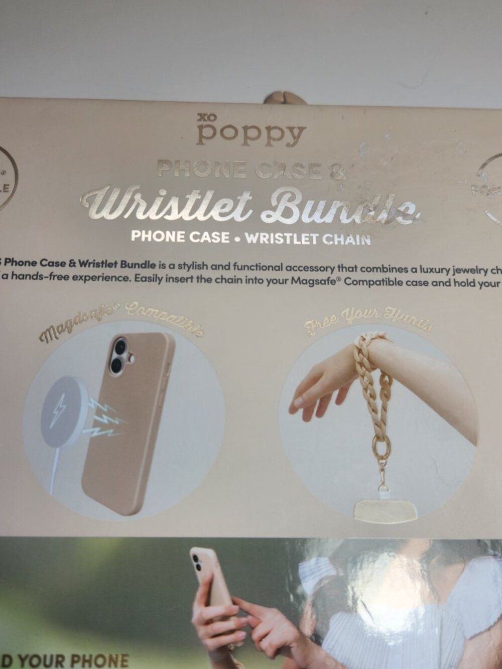 XO Poppy iPhone 16 Case & Wristlet Chain Bundle Light Pink MagSafe NEW - Picture 11 of 12